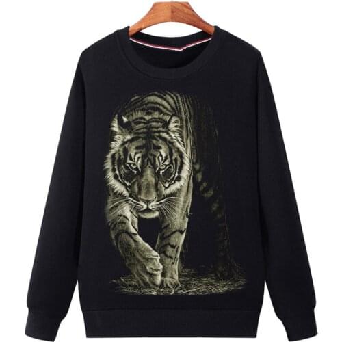 Men XL 3D Fleece Sweatshirts Autumn Winter Plus Size Pullover Fleeces Mens Thicked Hoody Tiger Cartoon Mens Tops Black XXXXXL