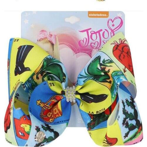 NEW Large 7" hair bow Print Grosgrain Ribbon Bowknot With Alligator Clip Kids Headwear Handmade Girls Hair Accessory