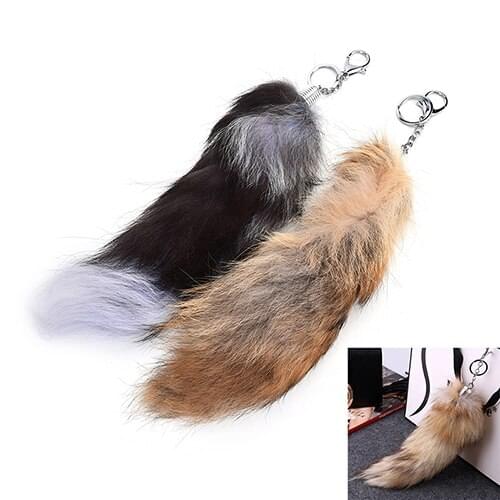 New Large Faux Fox Fur Tail Keychain Fashion Charm Pendant Fur Key Ring For Women Ladies Girls Handbag Hanging