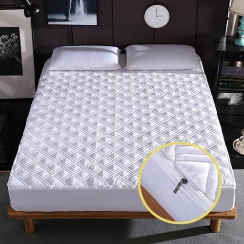 New Six Sides All Inclusive Quilted Mattress Cover Soft Fiber Plain Protector Anti Pad Dust Mattress Mite Bed Color Topper Solid