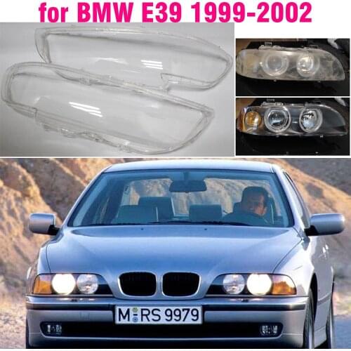 Pair Headlight Cover Shell Headlight Glass Lens For BMW E39 Facelift 1996 - 2000 2001 2002 2003
