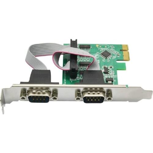 PCIe Serial Expansion Card PCI Express 1.0 x1 to 2 Port Industrial DB9 COM RS232 Converter Adapter Controller for Desktop PC
