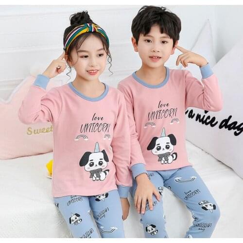 Boys Girls Pajamas 2020 Autumn Long Sleeves Childrens Clothing Set Sleepwear Cotton Pyjamas Sets For Kids 4 6 8 10 12 14 Years