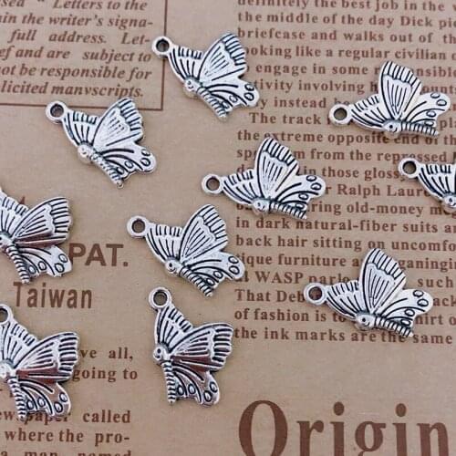 Wholesale 30pcs Charms butterfly 20x12mm Tibetan Silver Plated Pendants Antique Jewelry Making DIY Handmade Craft