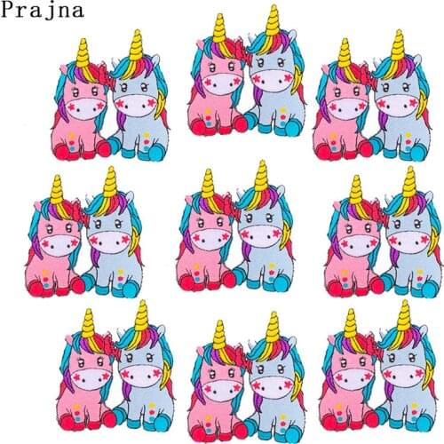 Prajna 10PCS Rainbow Unicorn Embroidery Iron On Patches For Clothes Sewing Unicorn Patch Kids Sticker Applique Wholesale