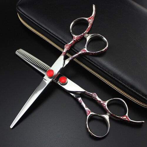 Professional japan 440c Plum handle 6 inch hair scissors cutting barber makas hair salon thinning shears hairdressing scissors