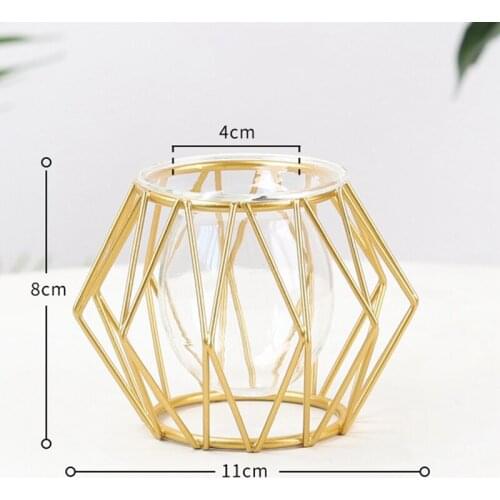 Hexagonal Wire Vase Hydroponic Plant Vase Home Decoration Metal Plant Stand Nordic Style Living Room Room Iron Vase Decoration