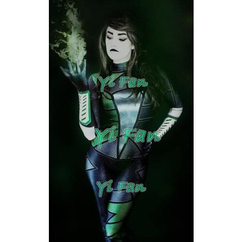 Newest Shego Cosplay Costume 3D Print Spandex Zentai Bodysuit Suit Halloween Costume for woman Hot Sale
