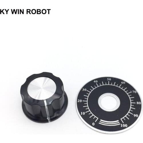 1 set MF-A03 Potentiometer Knob Cap 6mm copper core with 0-100 WTH118 potentiometer knob scale digital scale