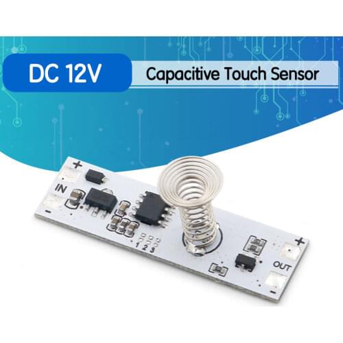 DC 12V Capacitive Touch Sensor Switch Coil Spring Switch LED Dimmer Control Switch 9-24V 30W 3A for Smart Home LED Light Strip
