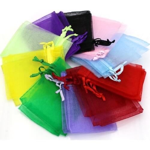 25pcs/bag Mixed color Jewelry packaging Drawable Organza Bags 7x9cm Gift Bags & Pouches Packing bags