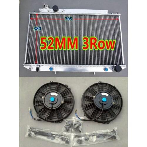 3Row Aluminum Radiator +FANS For Toyota Cressida MX83 Mark II X80 V6 7M-GE 3.0L 1988-1993 AT&MT Luxury