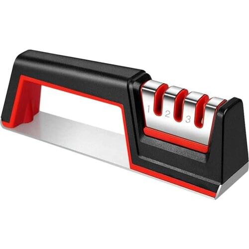 3 Stages Knife Sharpener Manual Kitchen Knife Sharpening Anti-slip Diamond Fine Polishing Grinding Professional Coarse Sharpener
