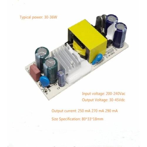 30-36W AC200-240V DC30-45V 250 mA 270 mA 290 mA isolation power supply E27 candle bulb LED driver power supply Free Shipping
