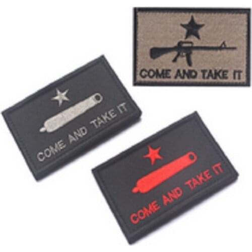 3D Embroidery Patches Loops And Hook COME AND TAKE IT Patches Heres The Badge Cloth Patch