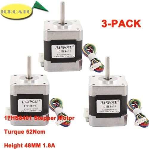 3-Pack 4-lead Nema17 Stepper Motor for 3D printer 42 motor Nema 17 motor 42BYGH 48mm 1.8A (17HS8401) motor for CNC XYZ