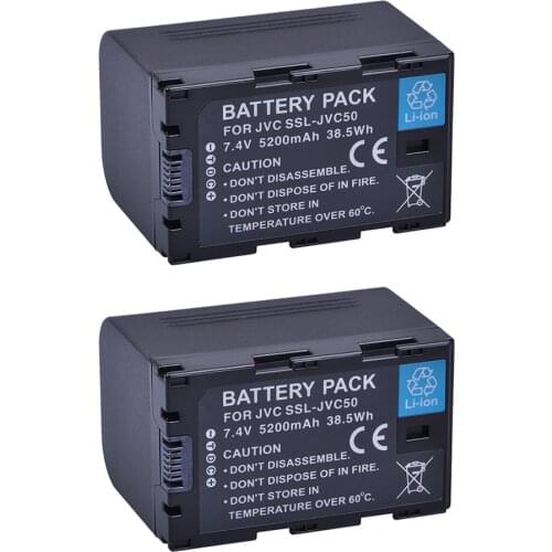 Batmax 2Pcs 7.4V 5200mAh SSL-JVC50 JVC50 SSLJVC50 Camera Battery for JVC GY-HM600 GY-HM650 GY-LS300 GY-HMQ10 Camcorders