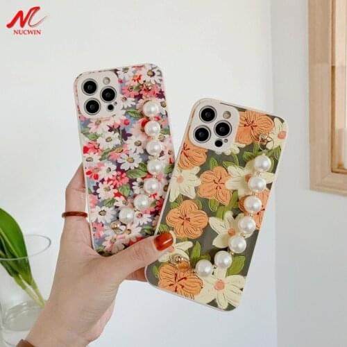 Luxury Plush Pearl Bracelet Wrist Strap Phone Case for iPhone 12 11 Pro Max 12 Mini SE 2020 X Xs Xr 6 6s 7 8 Plus Silicone Cover