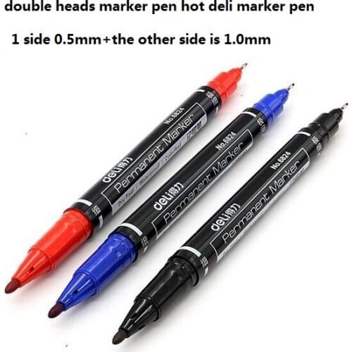 3 box(12 pcs/box) Dual-side Marker pen School supplies Deli permanent markers for CD fabric paper wood double sides marker pen