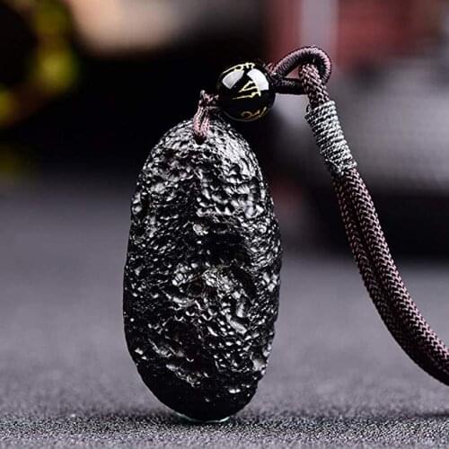 EASTCODE Charming 100% Natural Thai Meteorite Czechoslovakia Czech Crystal Stone Pendant Energy Necklace