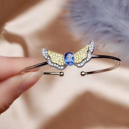 Elegant 100% Natural and Real Sapphire Bangle 925 sterling silver