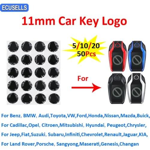 5/10/20/50Pcs/Lot 11mm Resin Epoxy Crystal Car Key Logo Emblem Sticker Badge For CF400 CF500 TK800 LCD Smart Key Shell for BMW