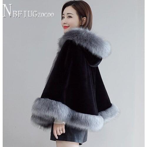 Imitation Mink Fleece Short Style Women Capes Hooded Female Ponchos