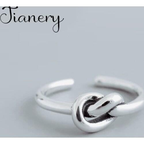 Simple Retro Knot Thai Silver Color Rings Adjustable Size Ring Jewelry For Women Wholesale