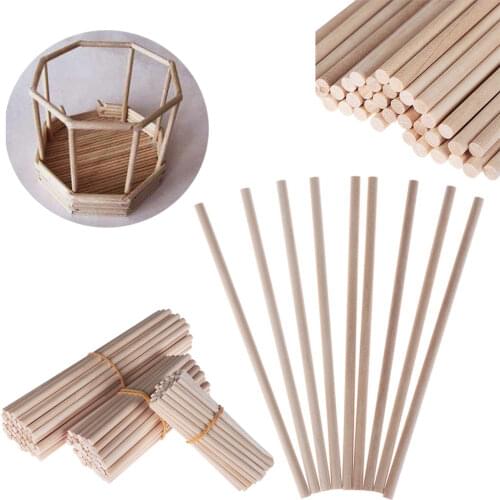 50pcs Pine Round Wooden Rods Sticks Premium Durable Wooden Dowel DIY Crafts Building Model Woodworking (80mm/100mm/150mm)