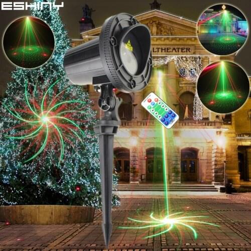 ESHINY R&G Remote Outdoor 16 Big Patterns Laser Projector Xmas Landscape Club Holiday DJ party Tree Garden Outside Light T80D2