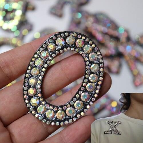 Fashion 26 English Letters beaded embroidered Patches for Clothing sew on rhinestone parches Appliques Decoration Badge parche