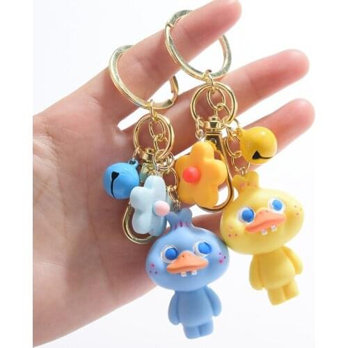 Cartoon Little Yellow Duck Keychain Cute Resin Ugly Duckling Doll Keyring Charm Couple Car Bag Pendant Accessories Jewelry Gifts