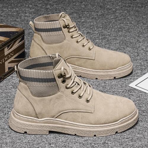 Martin Boots Mens Winter New Socks Mouth High Help Shoes Mens Korean Version Trend British Workwear Shoes Teen Mens Shoes