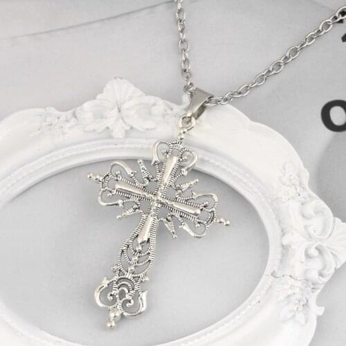 Gothic Dark Style Cross Pendant Necklace Rock Punk Goth Fashion Necklaces For Women Men Jewellery Design Mystical Gifts