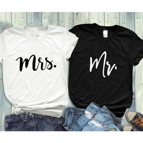 Couple Tshirt His and Hers Mr Mrs Husband and Wife T Shirts Matching Wedding Gift Top Tee Summer Unisex Fashion 2021