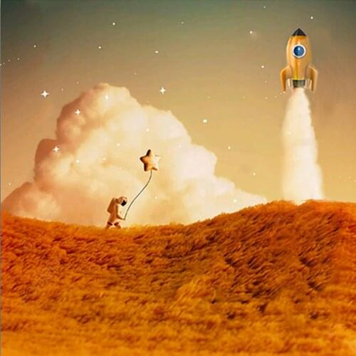 Childrens Day Gift Presents Astronaut Sunset Starry Star Painting Canvas Rocket Crafts Decor Kids Baby Bedroom Decor Nordic