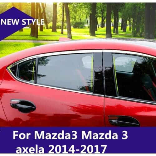 PC Mirror trim Car Window BC Column sequins Stirps Cover Stickers car styling For Mazda3 Mazda 3 axela 2014-2017