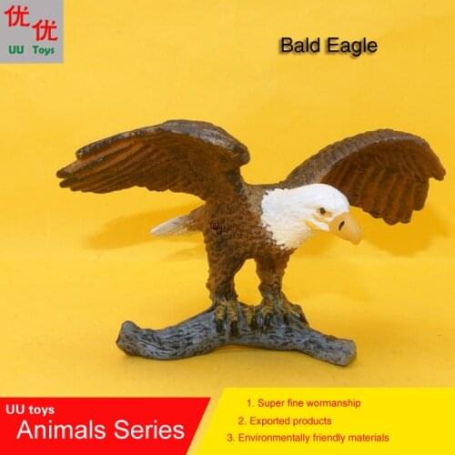 Hot toys: standing wood Bald Eagle Bird simulation model Animals kids toys children educational props
