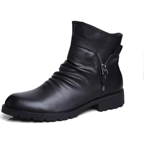 Luxury Autumn Winter Shoes Genuine Leather Chelsea Boots Men Shoes With Fur warm Vintage Classic Male Casual Motorcycle Boots