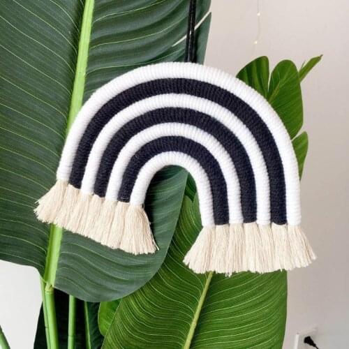 Nordic Hand-woven Boho Rainbow Tassel Wall Hanging Ornaments Children Room Decoration Pendant Photo Props