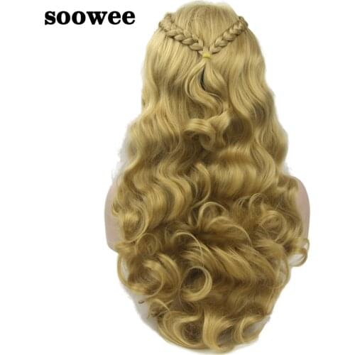 Soowee Long Curly Braided Hair High Temperature Fiber Synthetic Hair Wigs Womens Party Hair Cosplay Wig Hairpiece