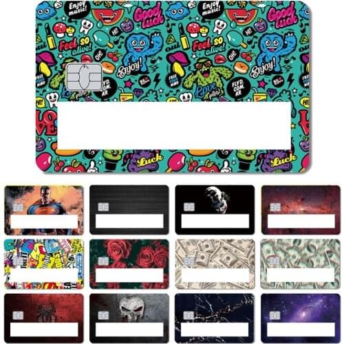 Fashion Wood Print Star Space Joker Money Dollar Window Sticker Case Film Skin for Credit Debit Card Big Small Chip