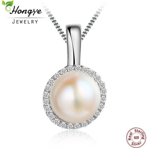 Hongye Pearl Jewelry,100% Natural Freshwater Pearl Pendant Necklace,Fashion Style 925 Sterling Silver Necklace Pendant,Gift Box