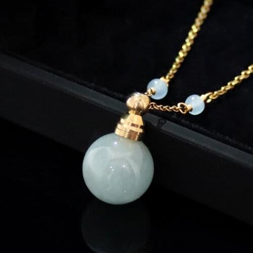 1PC Natural Stone Blue Pendant Perfume Ball Essential Oil Pendant Women Quartz Stone Vials Necklace Jewelry