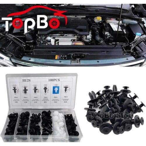 100pcs/Set 6 Type Auto Fastener Clip Mixed Car Body Push Retainer Pin Rivet Bumper Clips Universal Interior Door Trim Panel Kit