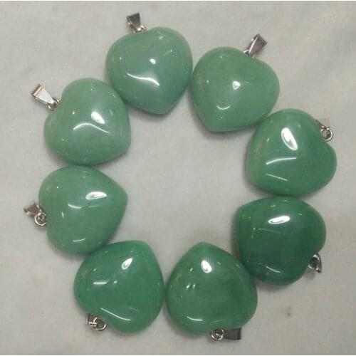 2018 Fashion love heart shape good quality natural Green Aventurine pendants for jewelry making 30mm 8pcs/lot wholesale free