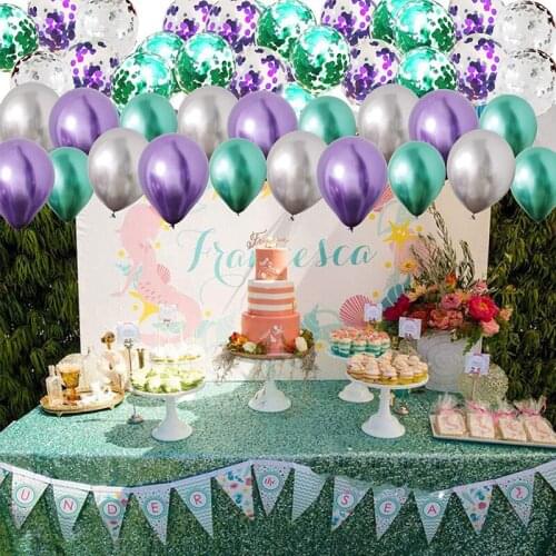 30pcs 12inch Metallic Colors Latex Confetti Balloons Wedding Baby Shower Birthday Party Decorations Green Purple Sliver Ballons