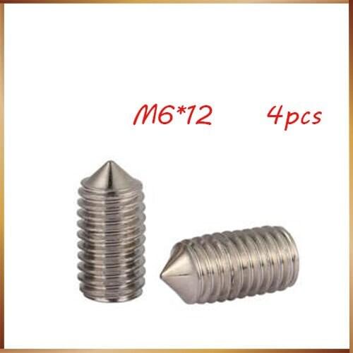 4pcs 304 Stainless Steel Set Screw Tip M6 * 12