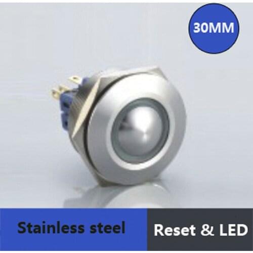 5pcs packing dia.30mm metal push button switch with led lights 6V 12V 24V 110V 220V waterproof electrical switch IP67