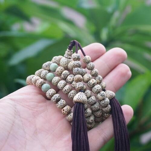 6mm*8mm * 108 * Natural Bodhi Seeds / A+ Star Moon / Lotus with Tassels Beads Japa Mala Prayer Bracelet DIY Accessories